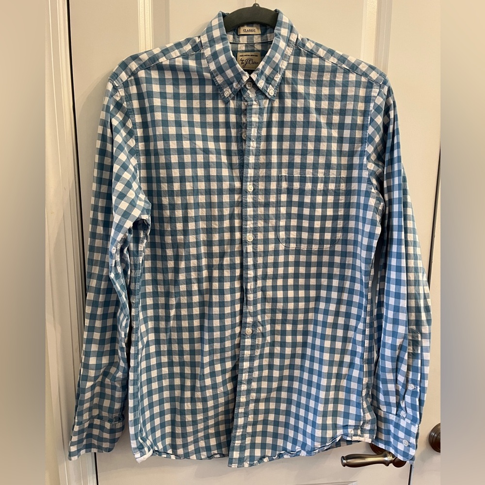 J. Crew Blue and White Plaid Men's Shirt